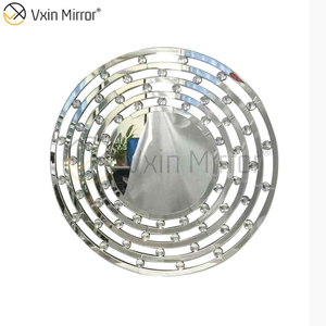 Espelho decorativo de design elegante vidro prata redondo espelho de parede de cristal WXM-037