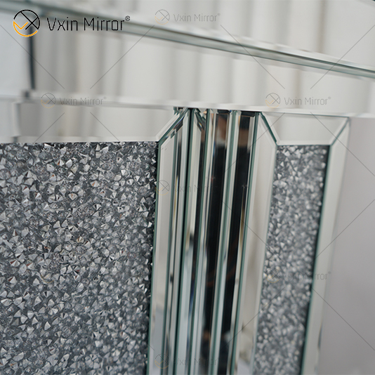 Venda imperdível WXWF-1108 Prata Esmagado Diamante Cristal Espelho Lareira Decoração de Casa com Inserções de Fogo Elétrico Lareira Espelho