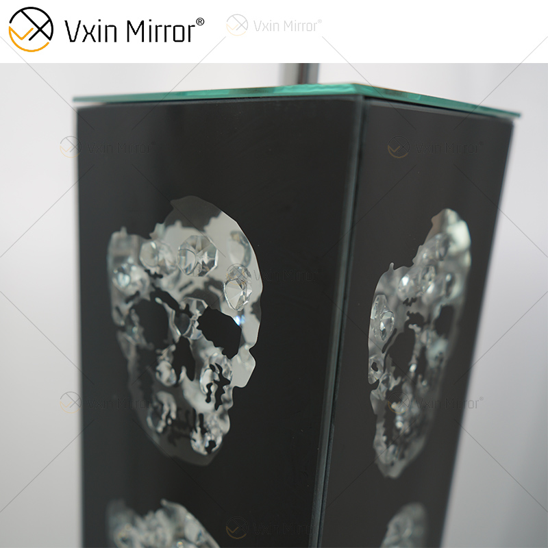 Lâmpada de chão de cristal prateado estilo gótico WXFL-027 com abajur para lâmpada de espelho de hotel