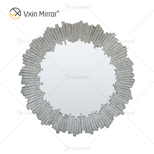 Novo Design WXM-1131 Decoração de Parede Diamante Prata Espelho Pendurado na Parede