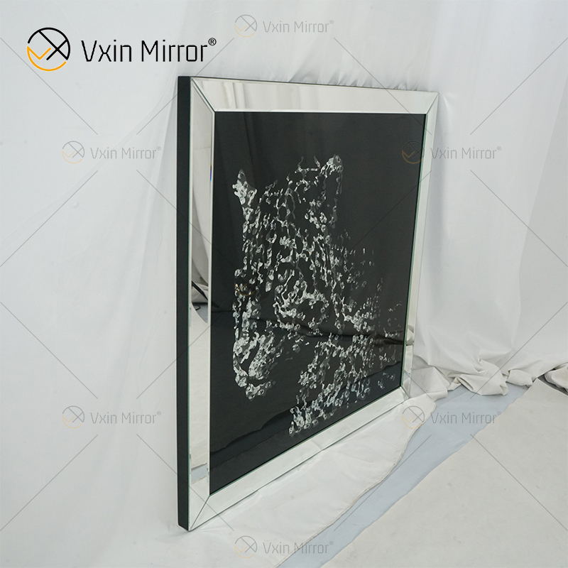 VXin WXMA-19 Decoração de casa Moldura de vidro espelhada Cheetah Wall Art Cristal Porcelana Pintura Espelho Arte de Parede