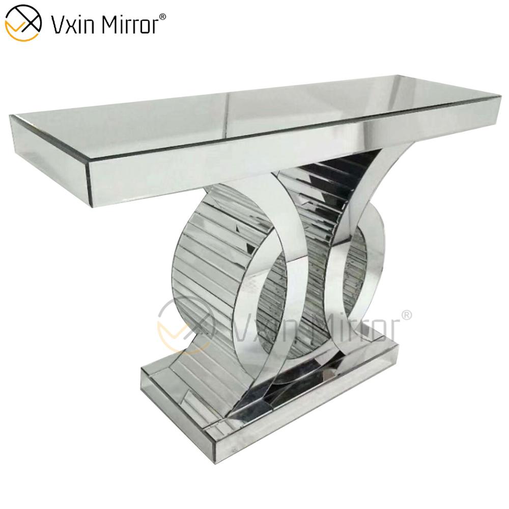 Venda imperdível de fábrica antiga moderna mesa de corredor WXF-082 cristal prata espelho espelho estreito mesa console