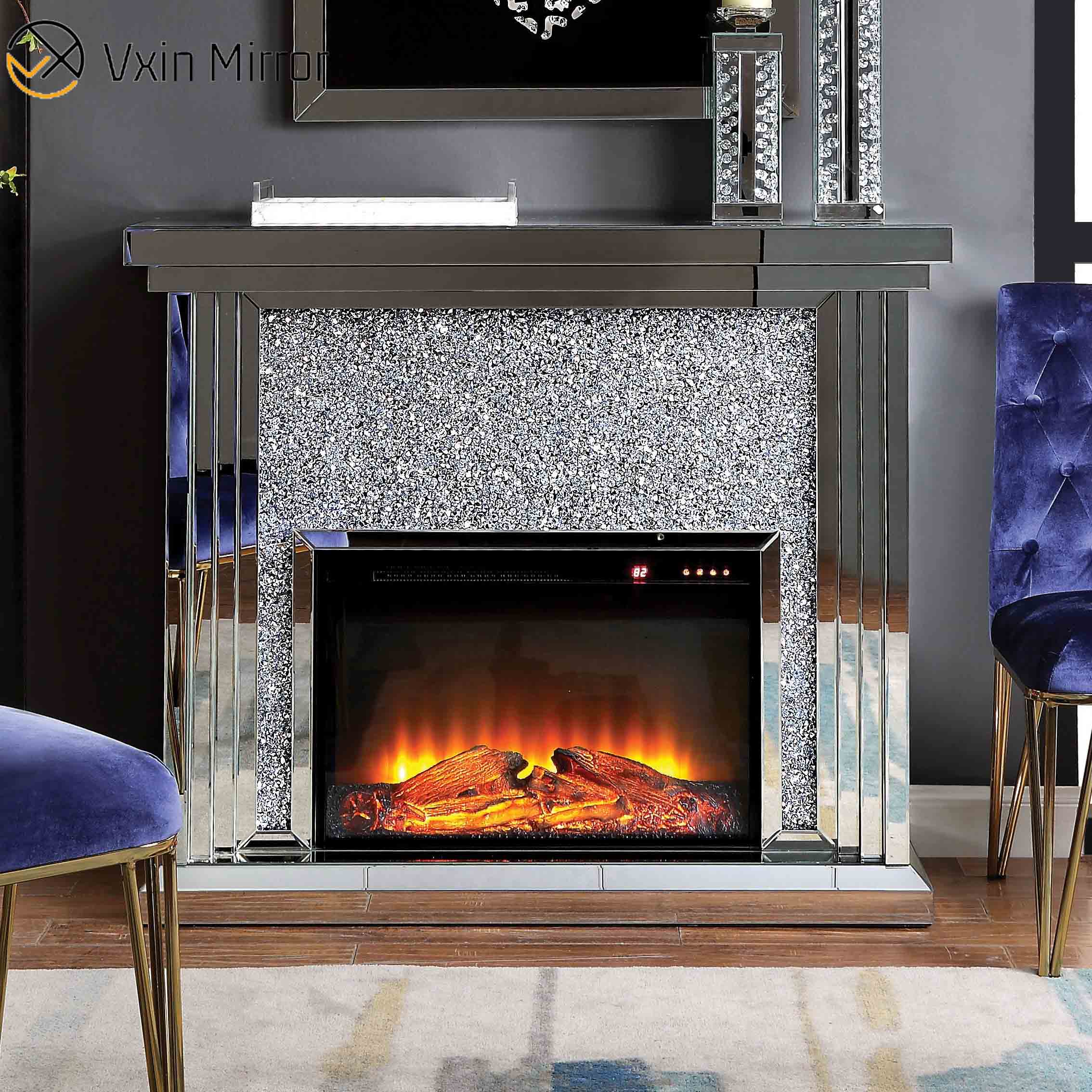 Decoração para casa WXWF-1104 Lareira moderna com diamante esmagado