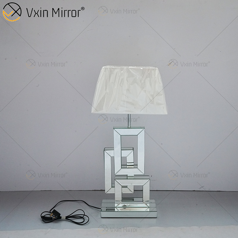 Fornecimento de fábrica WXTL-001 moderno espelho de mesa 3D prata com abajur para quarto