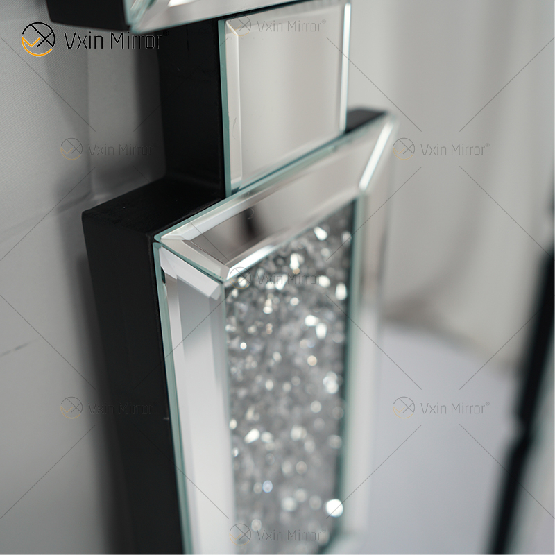 Retângulo Novo Design Vxin WXM-1149 Decoração de Parede Prata Diamante Pendurado Espelho de Parede Espelho de Parede