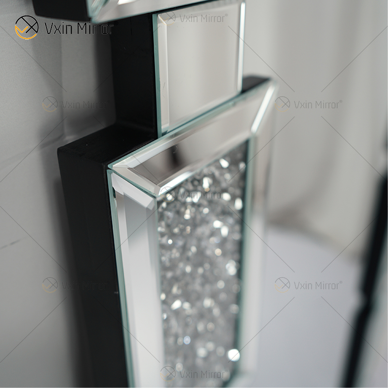 Retângulo Novo Design Vxin WXM-1149 Decoração de Parede Prata Diamante Pendurado Espelho de Parede Espelho de Parede