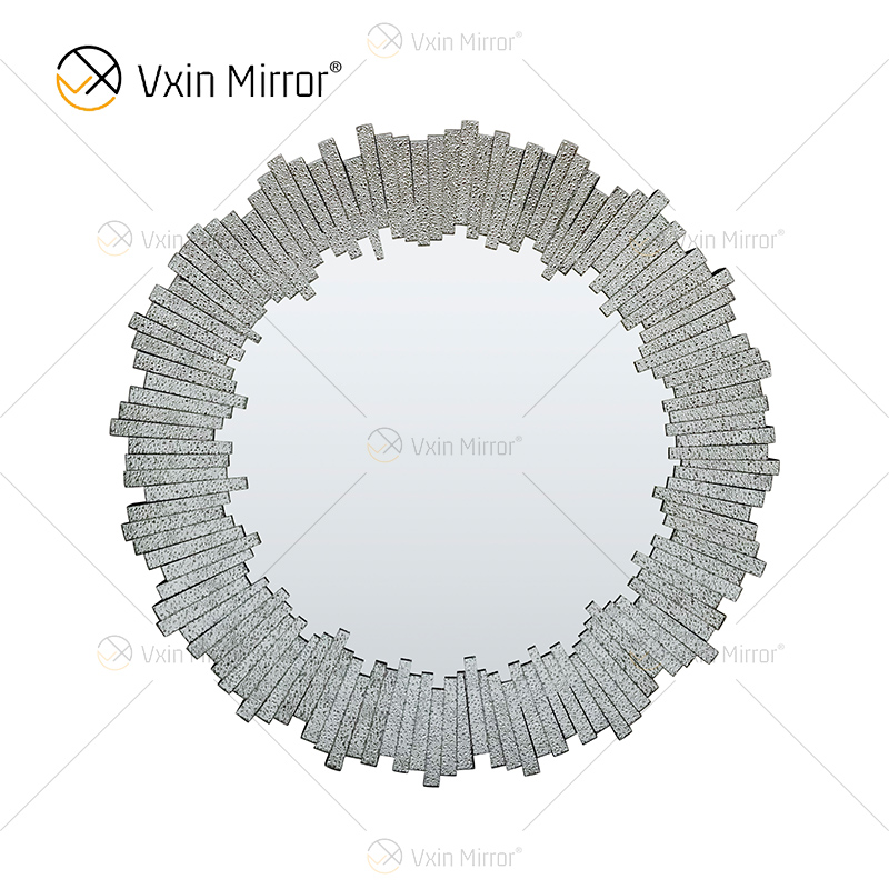 Novo Design WXM-1131 Decoração de Parede Diamante Prata Espelho Pendurado na Parede