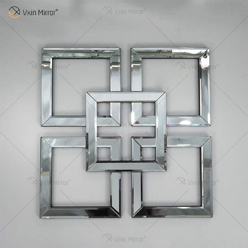 Espelho decorativo de parede espelhado quadrado com borda chanfrada espelhos modernos e elegantes montados na parede WXM-1590
