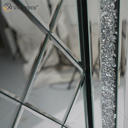 Retângulo veneziano diamante cristal espelhado parede arte decoração de casa corredor para sala de estar sofás WXM-502