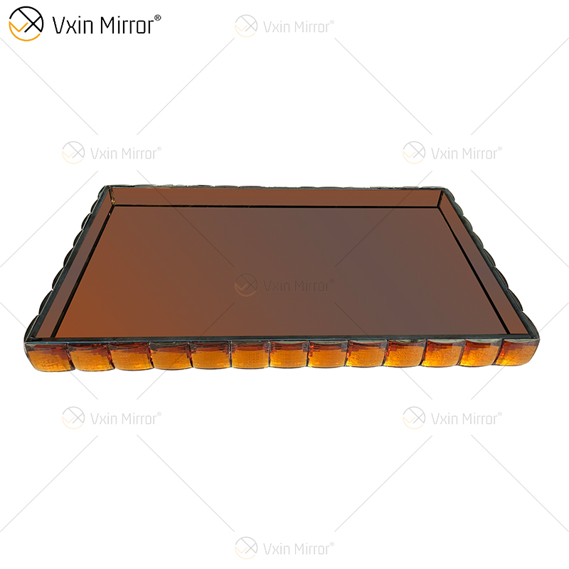 Conjuntos de suprimentos de fábrica WXML-004 Duas cores prata marrom bandeja espelhada com caixa de joias decoração de parede