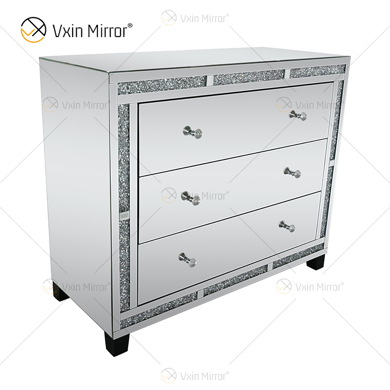 Armário de armário espelhado com diamantes para decoração de casa WXF-856 com gavetas muti