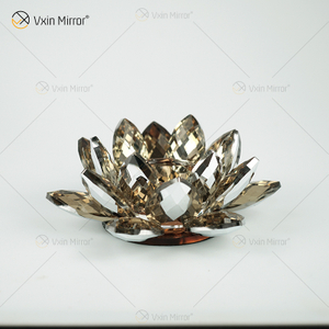 Fornecimento de fábrica Vxin espelho flor VX-07 castiçal de prata castiçal de cristal de lótus