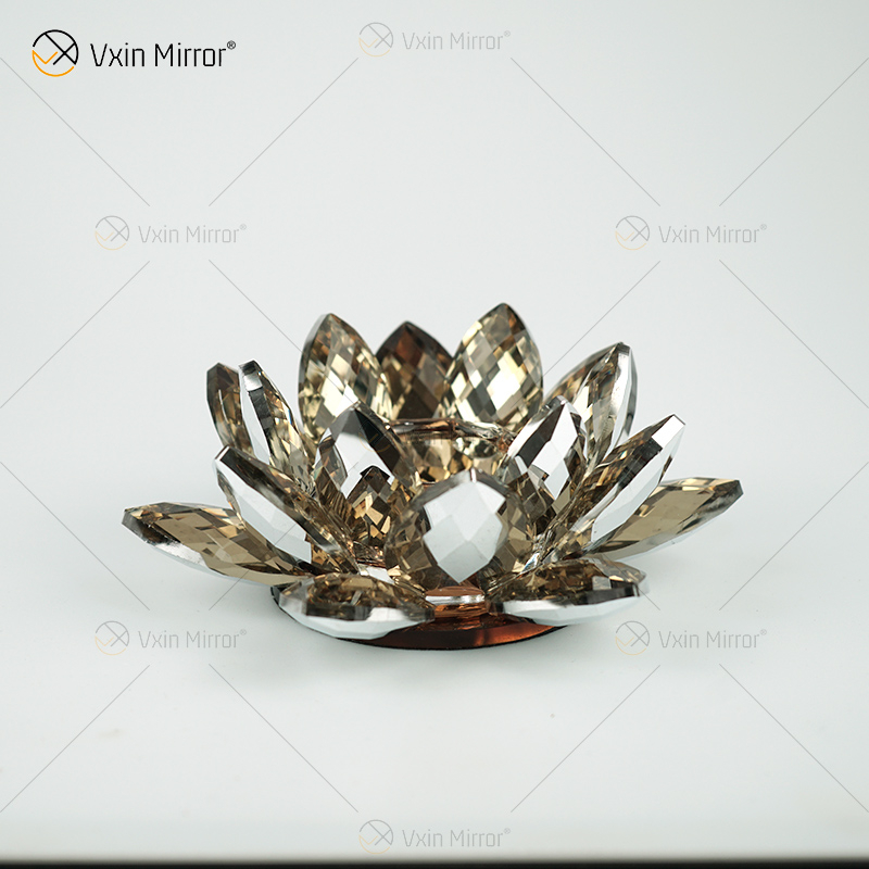 Fornecimento de fábrica Vxin espelho flor VX-07 castiçal de prata castiçal de cristal de lótus
