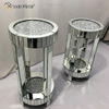 Barato WXF-095 Novo Design Moderno Mesa Lateral Redonda Sala de Estar Prata Esmagado Diamante Luxo Espelho Mesa Lateral