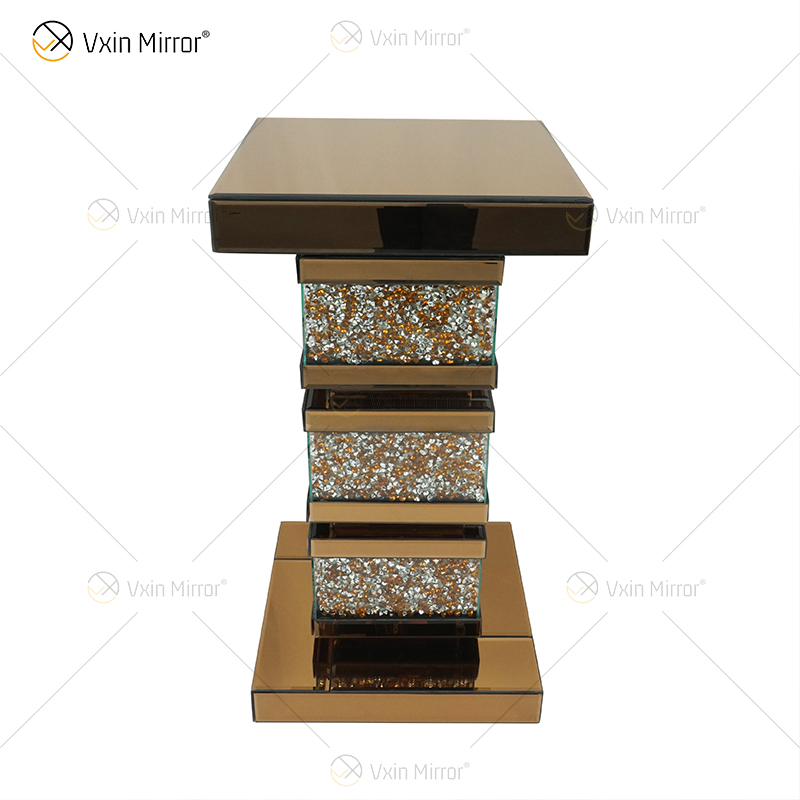 Mesa Lateral Vxin Elegant WXF-135 Decoração de Casa Diamante Triturado Espelho Prata Móveis Mesa Lateral