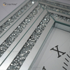 Venda imperdível relógio espelhado WXMC-078 diamante esmagado prata decoração de parede elegante relógio quadrado