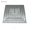 Venda imperdível relógio espelhado WXMC-078 diamante esmagado prata decoração de parede elegante relógio quadrado