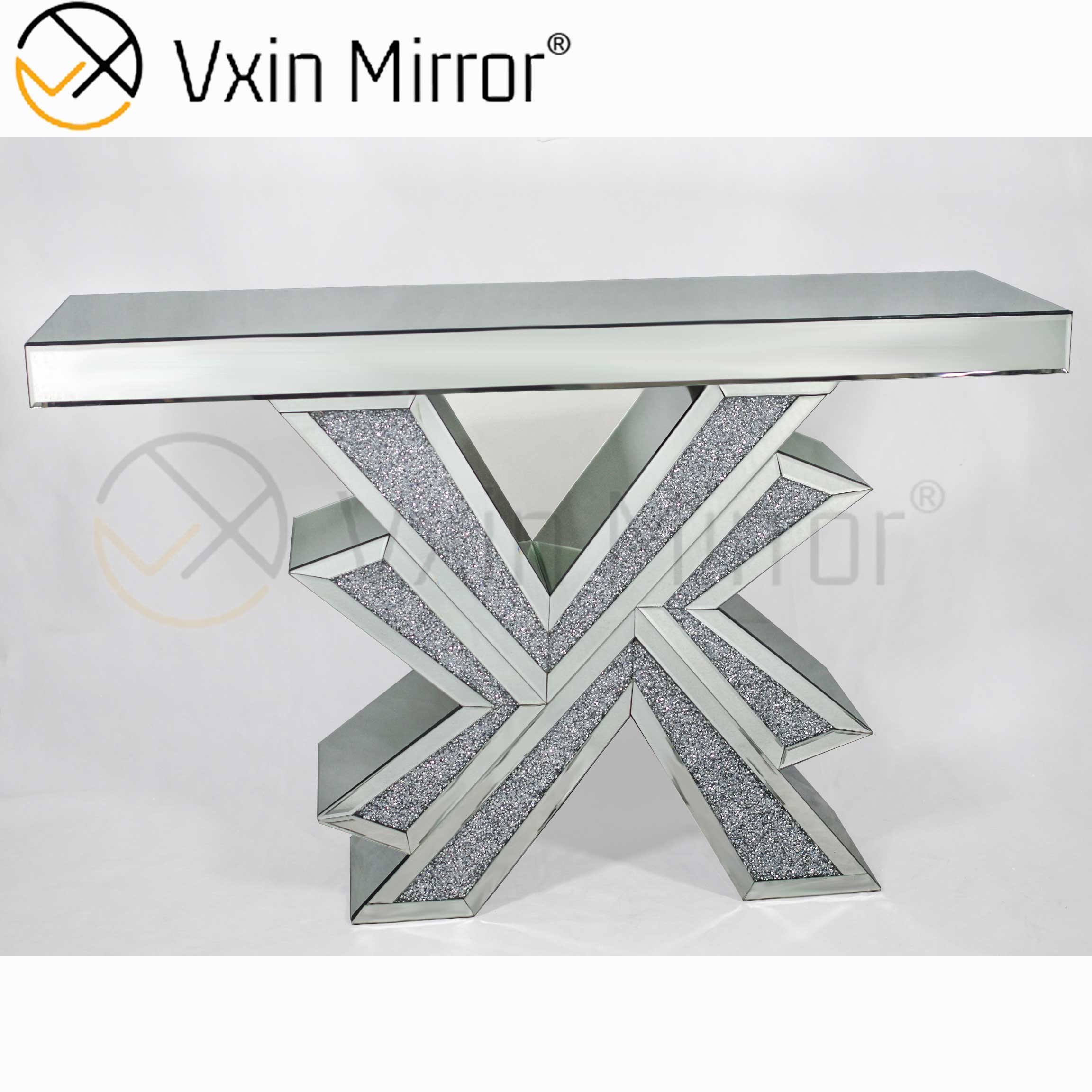 Vxin Miorror WXF-067 Fornecimento de Fábrica Elegante Mesa de Console de Vidro Mental Mesa Colsole Prata Barato Hotel