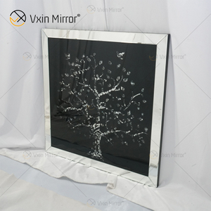 Nevina Decoração de Parede Cristal Macieira Moldura Espelhada Espelho Biselado Moldura de Arte de Parede Cristal Forma Retangular para Sala de Estar
