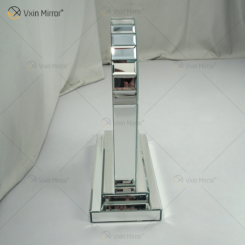 Novo design de fábrica WXMC-056 diamante britado espelho prata relógio de mesa retangular
