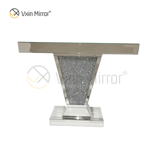 Venda Direta da Fábrica WXF-119 Moderna Prata Móveis Decorativos Cristal Diamante Mesa Console Espelhada