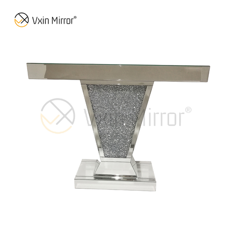 Venda Direta da Fábrica WXF-119 Moderna Prata Móveis Decorativos Cristal Diamante Mesa Console Espelhada