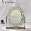 Oval decorativo diamante cristal dimerizável toque Hollywood tampo de mesa espelho de maquilhagem WXDL-175