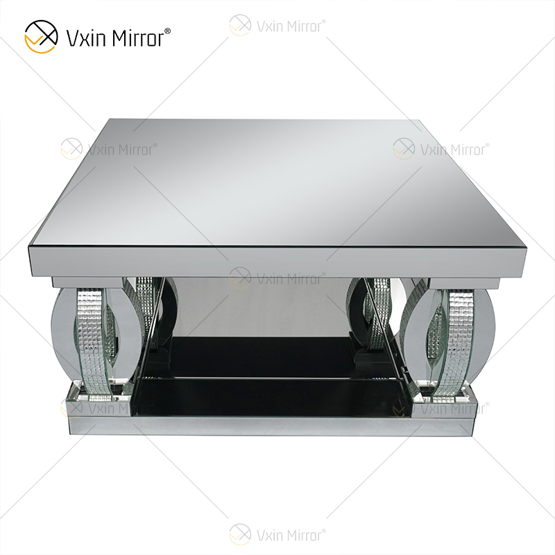 Mesa Lateral Personalizada WXF-1104 Cristal Mesa de Centro Espelhada Prata Caseira