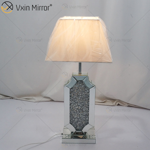Vxin Supply WXTL-004 Moderno Prata Cristal Esmagado Lâmpada Espelho de Mesa para Quarto