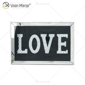 VXin WXMA-23 Decoração de Casa Moldura de Vidro Espelhada AMOR Arte de Parede Cristal Pintura de Porcelana Espelho Arte de Parede