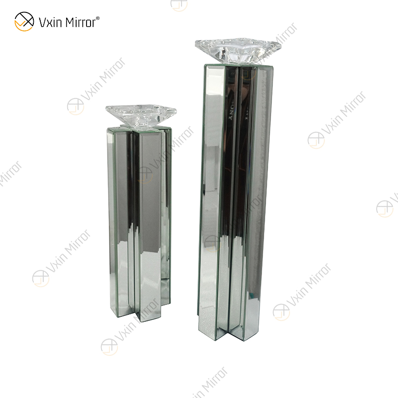 2 cores moderno elegante WXCH-079 prata cristal espelhado castiçal para casamento em casa