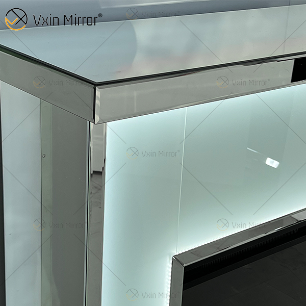 Novo design WXMF-096 LED prata fosco vidro sala de estar lareira espelho com inserção interna