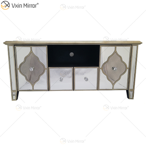 Móveis ornamentados de Berlim WXF-680 Anti Champagne Gold Armário de TV com 2 gavetas e portas