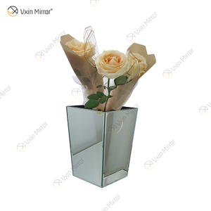 Vxin Espelho WXMV-034 Vaso Espelho Cristal Prata Vidro Decorativo Flor Elegante para Decoração de Casa Não Pode Reter Água