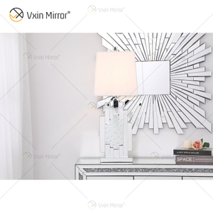 Fornecimento de fábrica WXTL-144 moderno espelho de mesa de cristal prata com abajur para quarto
