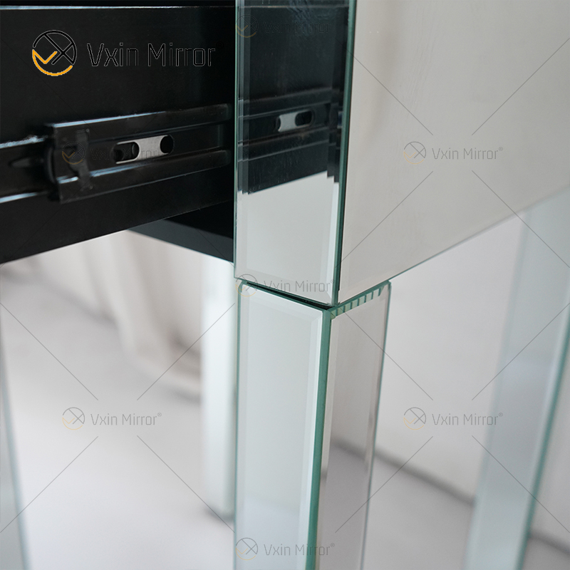 Mesa de cabeceira de cristal com 1 gavetas Móveis de Prata WXF-046 Moderna WXF-046 Mesa de Cabeceira Espelhada