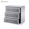 Mesa de cabeceira de boa qualidade prata WXF-1001 diamante esmagado decoração moderna mesa de cabeceira com 3 gavetas