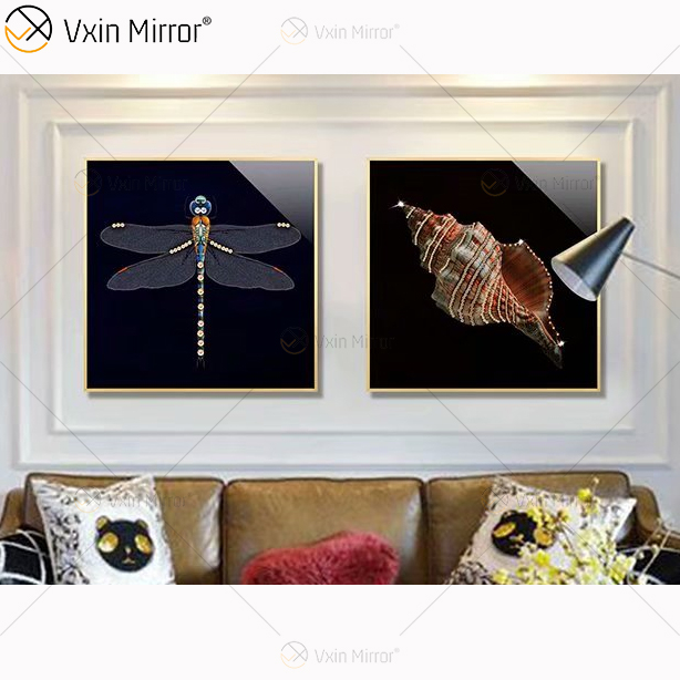 Artesanato decorativo para casa colorido cristal espelhado parede arte pintura em porcelana