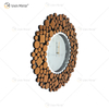 Relógio Espelhado WXMC-085 Decoração de Parede Prata Elegante Relógio Redondo Cristal