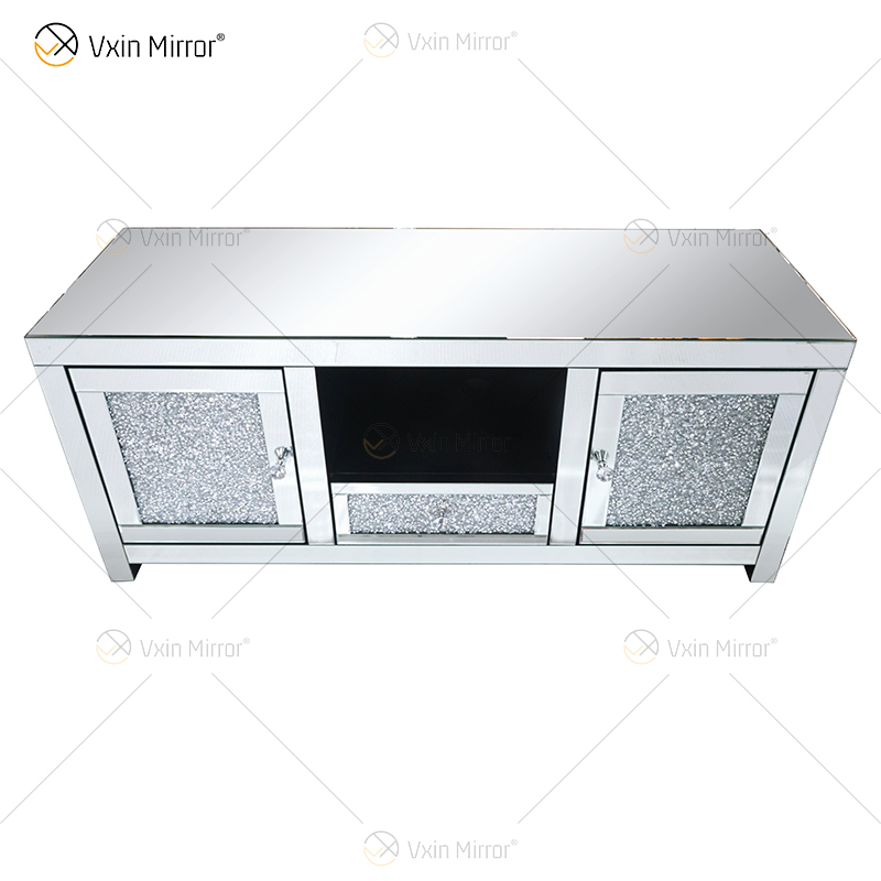 China fornece móveis de suporte de tv modernos europeus WXF-097-1 Crush diamante prata cristal