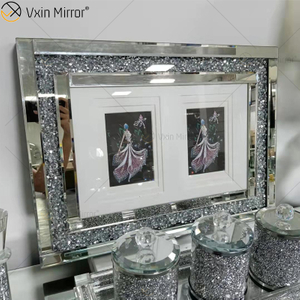 Fornecimento de fábrica de prata feito à mão espelho de parede moldura de espelho arte de parede decoração para sala de estar sofá móveis WXPP-16