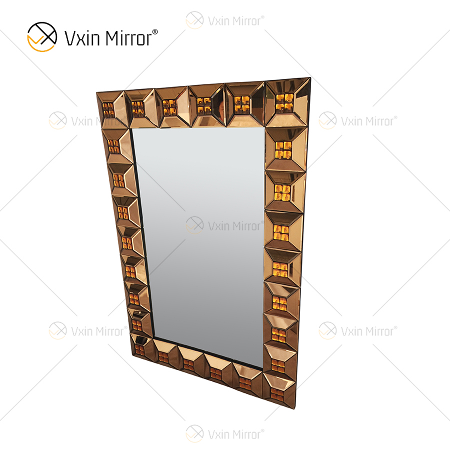 Venda imperdível WXM-1118 Decoração de Parede Marrom Luxo Espelho 3D Exclusivo Espelho Pendurado na Parede