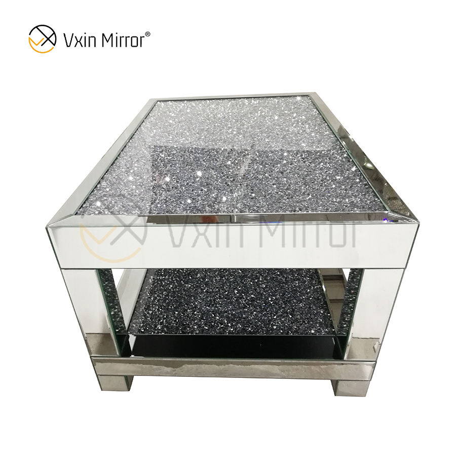 Mesa Lateral Personalizada WXF-117-1 Diamante Triturado Mesa de centro de prata caseira
