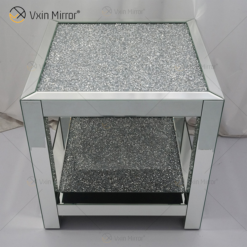 Móveis Espelhados Vxin WXF-117-4 Moderno Elegante Diamante Triturado Mesa Final