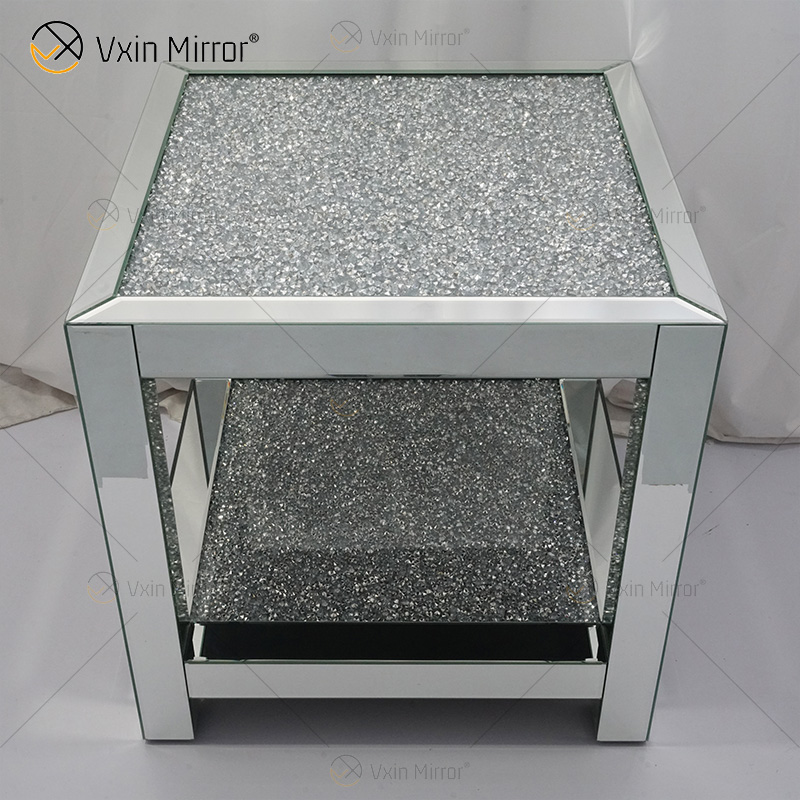 Móveis Espelhados Vxin WXF-117-4 Moderno Elegante Diamante Triturado Mesa Final