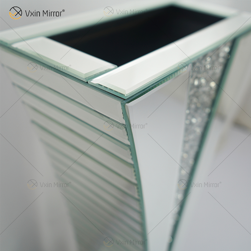 WXMV-004-1 Home Hotel Decoração Interior Prata Triturado Diamante Espelhado Vaso de Espelho Grande Seguidor