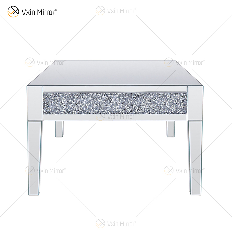 Mesa lateral personalizada Vxin WXF-170 diamante esmagado mesa de centro de prata caseira
