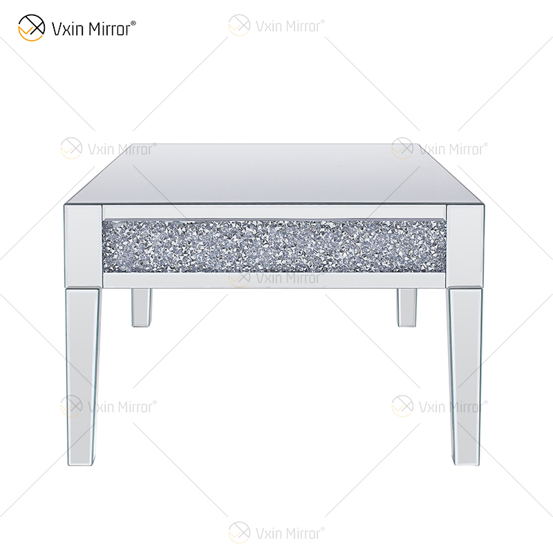 Mesa lateral personalizada Vxin WXF-170 diamante esmagado mesa de centro de prata caseira