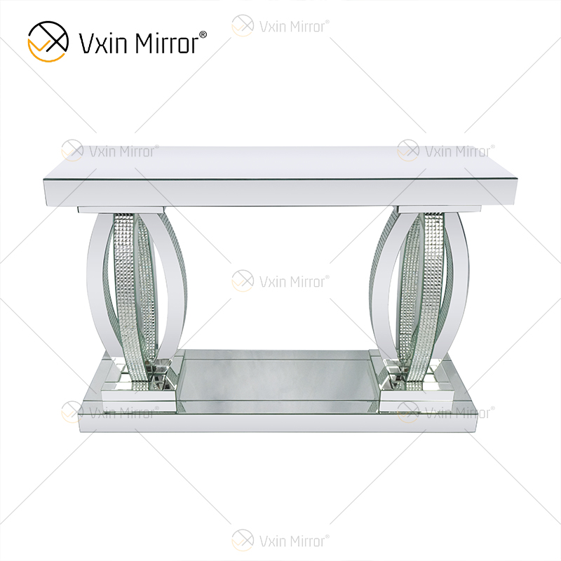 Mesa de console de vidro espelhado única e moderna, mesa de destaque para sala de estar, hall de entrada, decoração de casa WXF-294