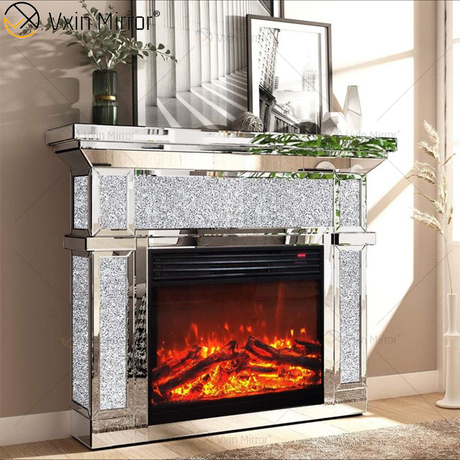 WXF-2131 Diamante Espelho Inteligente Lareira Controle Remoto Fogão Inteligente Venda Quente 48 Polegadas Interior PRATO FOGO Estilo Ferro